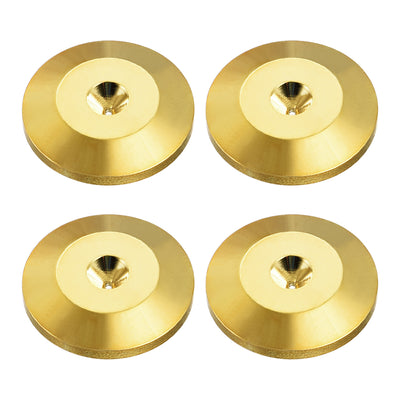 Harfington Uxcell 4 Pcs D25xH5mm Metal Feet Anti-Vibration Base Pad Spike Mats for Speaker Guitar Amplifier HiFi Gold Tone