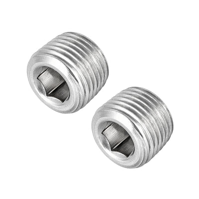 Harfington Uxcell Hex Countersunk Plug - Stainless Steel Pipe Fitting 1/2NPT Male Thread Socket Pipe Adapter Connector 2Pcs