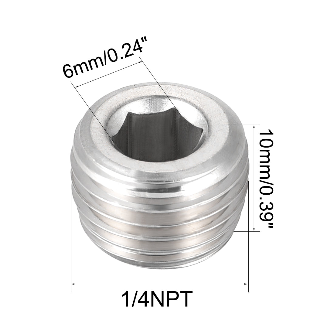 Uxcell Uxcell Hex Countersunk Plug - Stainless Steel Pipe Fitting 1/2NPT Male Thread Socket Pipe Adapter Connector 2Pcs