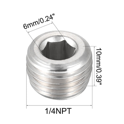 Harfington Uxcell Hex Countersunk Plug - Stainless Steel Pipe Fitting 1/2NPT Male Thread Socket Pipe Adapter Connector 2Pcs