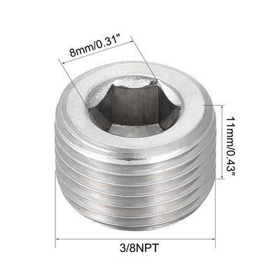 Harfington Uxcell Hex Countersunk Plug - Stainless Steel Pipe Fitting 1/2NPT Male Thread Socket Pipe Adapter Connector 2Pcs