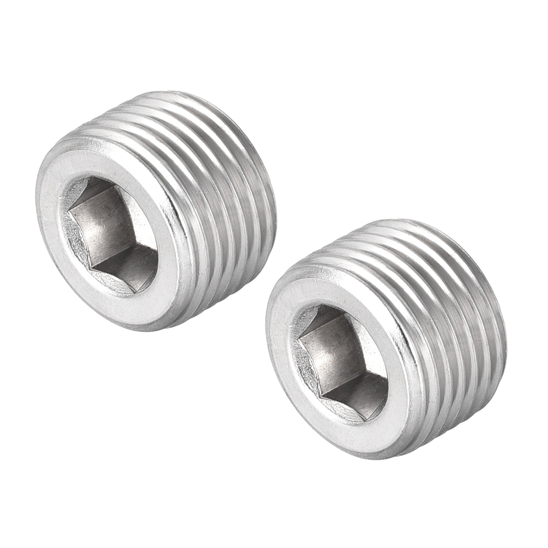 Uxcell Uxcell Hex Countersunk Plug - Stainless Steel Pipe Fitting 1/2NPT Male Thread Socket Pipe Adapter Connector 2Pcs