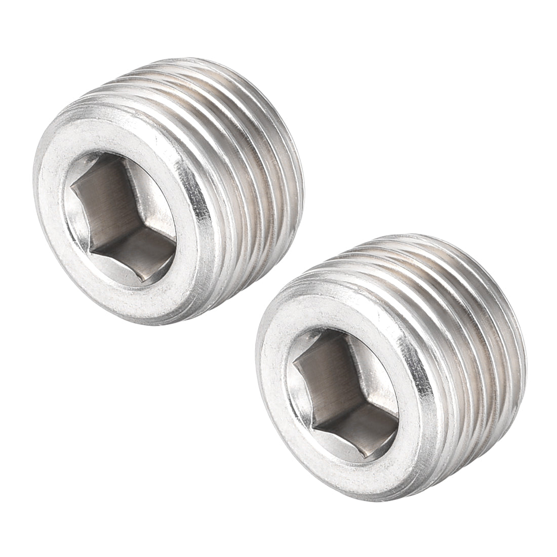 Uxcell Uxcell Hex Countersunk Plug - Stainless Steel Pipe Fitting 1/2NPT Male Thread Socket Pipe Adapter Connector 2Pcs