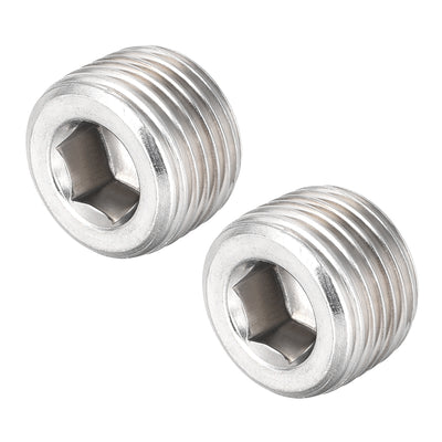 Harfington Uxcell Hex Countersunk Plug - Stainless Steel Pipe Fitting 1/2NPT Male Thread Socket Pipe Adapter Connector 2Pcs