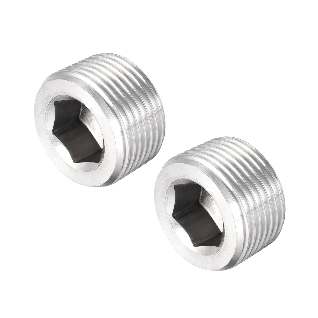 Uxcell Uxcell Hex Countersunk Plug - Stainless Steel Pipe Fitting 1/2NPT Male Thread Socket Pipe Adapter Connector 2Pcs