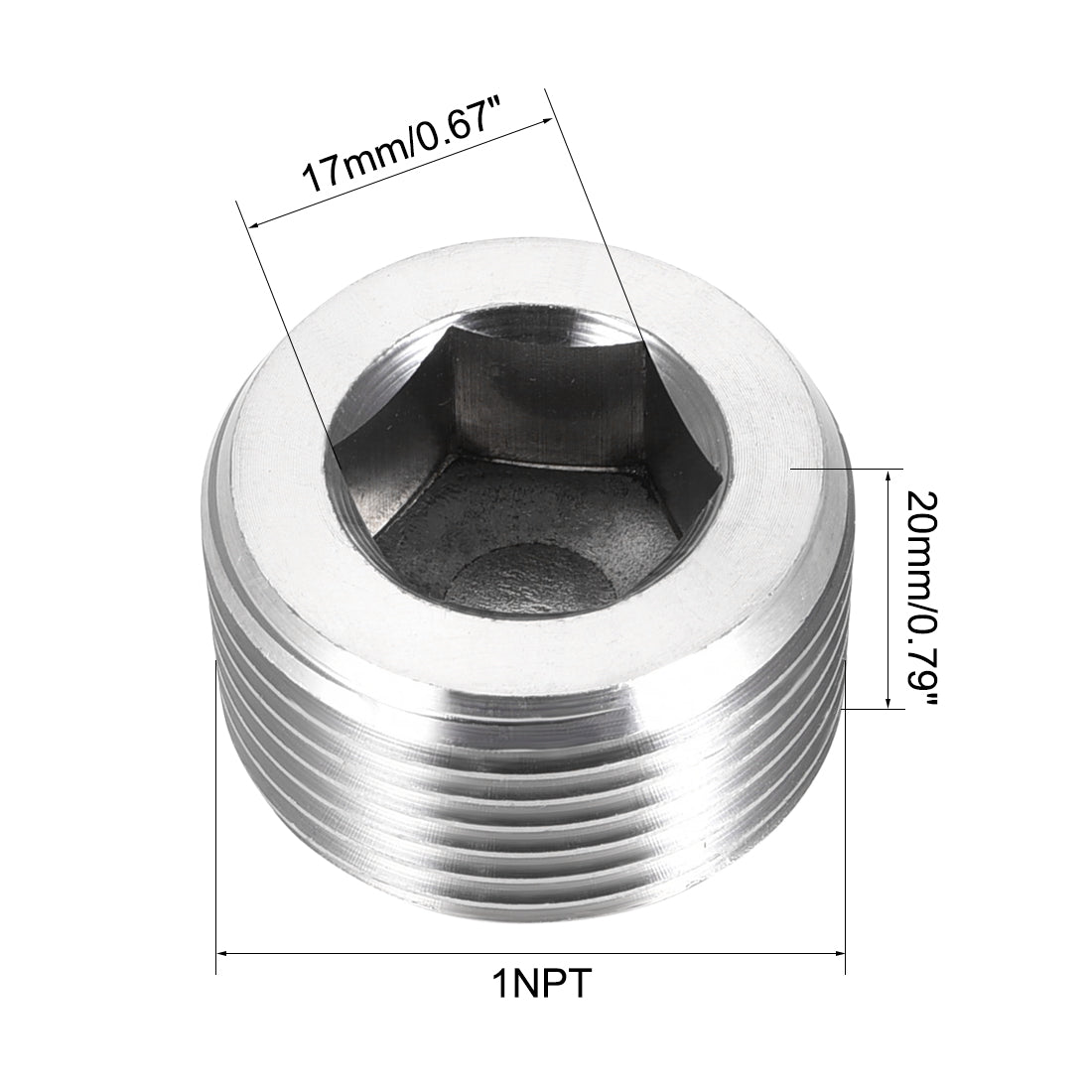 Uxcell Uxcell Hex Countersunk Plug - Stainless Steel Pipe Fitting 1/2NPT Male Thread Socket Pipe Adapter Connector 2Pcs