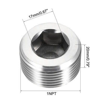 Harfington Uxcell Hex Countersunk Plug - Stainless Steel Pipe Fitting 1/2NPT Male Thread Socket Pipe Adapter Connector 2Pcs