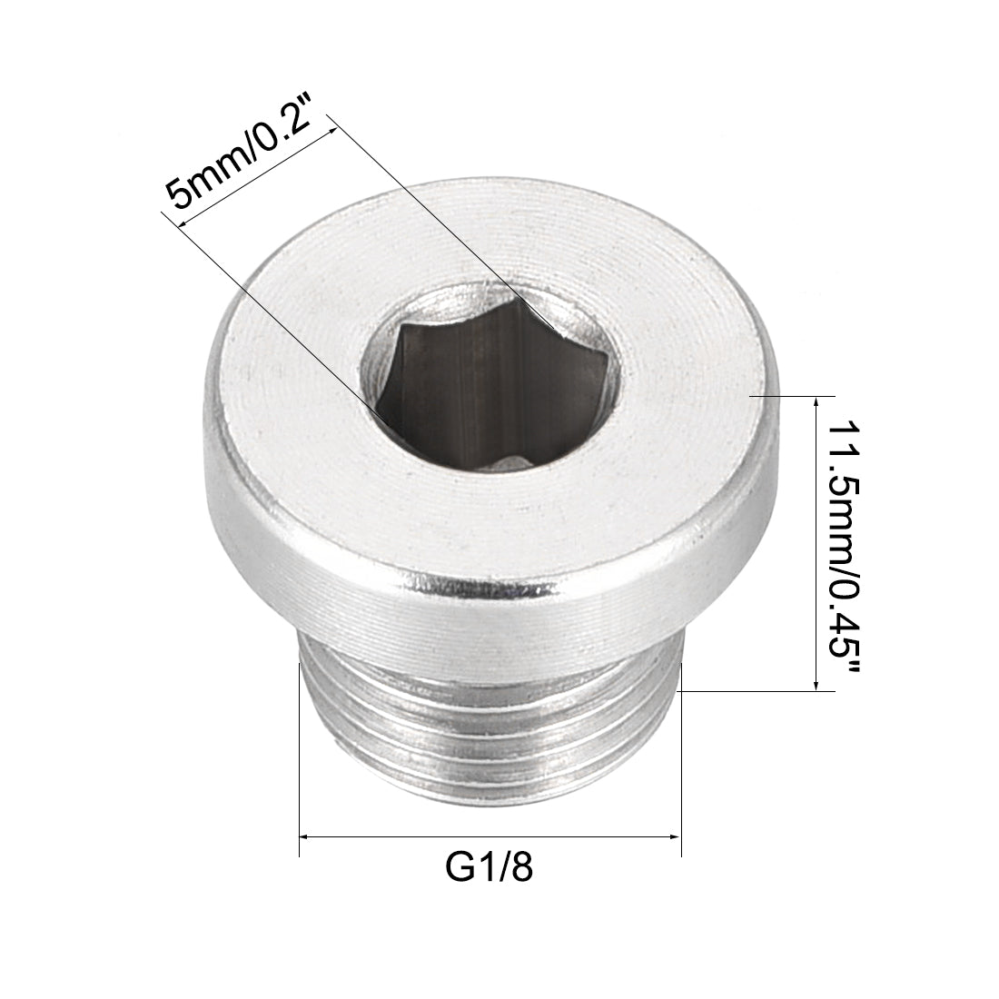 Uxcell Uxcell Countersunk Plug Internal Hex Head Socket with Flange - G1/2 Male Stainless Steel Pipe Fitting Thread 2Pcs