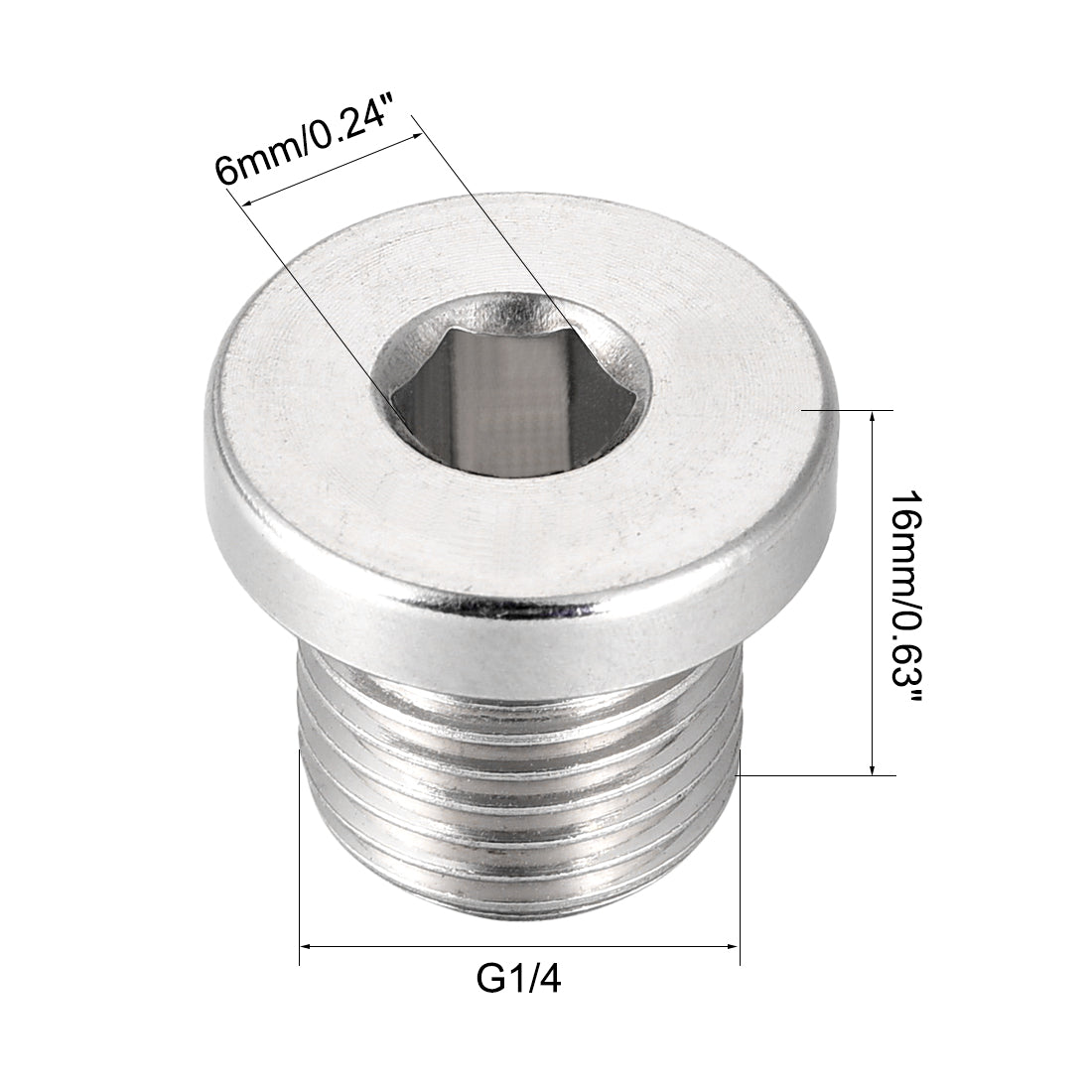 Uxcell Uxcell Countersunk Plug Internal Hex Head Socket with Flange - G1/2 Male Stainless Steel Pipe Fitting Thread 2Pcs