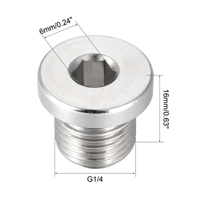 Harfington Uxcell Countersunk Plug Internal Hex Head Socket with Flange - G1/2 Male Stainless Steel Pipe Fitting Thread 2Pcs