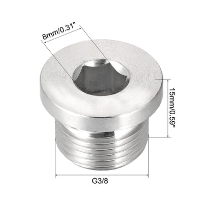 Harfington Uxcell Countersunk Plug Internal Hex Head Socket with Flange - G1/2 Male Stainless Steel Pipe Fitting Thread 2Pcs