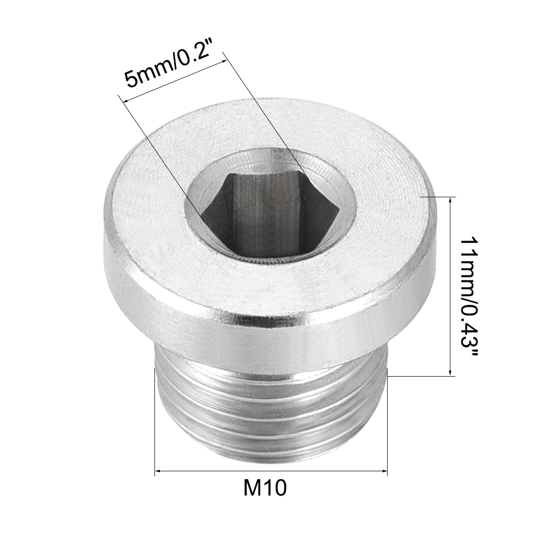 Uxcell Uxcell Countersunk Plug Internal Hex Head Socket with Flange - M12 x 1.5 Male Stainless Steel Pipe Fitting Thread 2Pcs