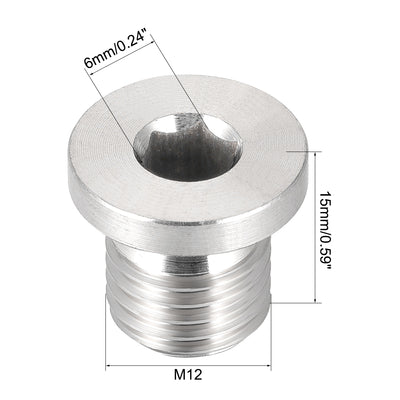 Harfington Uxcell Countersunk Plug Internal Hex Head Socket with Flange - M12 x 1.5 Male Stainless Steel Pipe Fitting Thread 2Pcs