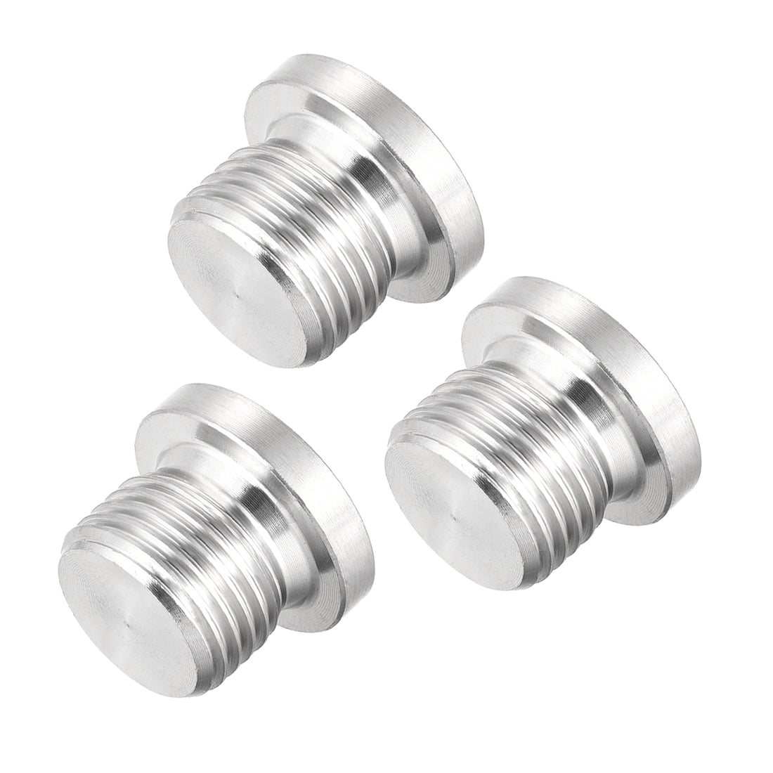 Uxcell Uxcell Countersunk Plug Internal Hex Head Socket with Flange - M16 x 1.5 Male Stainless Steel Pipe Fitting Thread 3Pcs