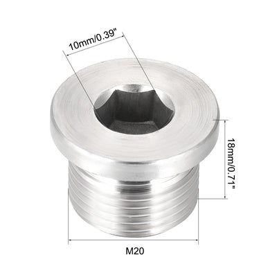 Harfington Uxcell Countersunk Plug Internal Hex Head Socket with Flange - M22 x 1.5 Male Stainless Steel Pipe Fitting Thread