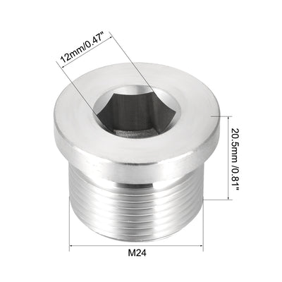 Harfington Uxcell Countersunk Plug Internal Hex Head Socket with Flange - M22 x 1.5 Male Stainless Steel Pipe Fitting Thread