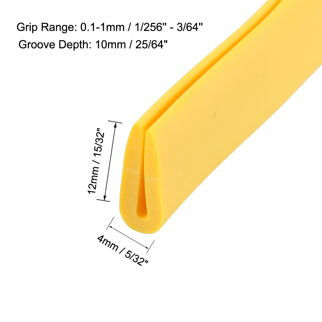uxcell Uxcell Edge Trim U Seal Yellow Rubber Fits 1/256"- 3/64" Edge 30 Feet Length