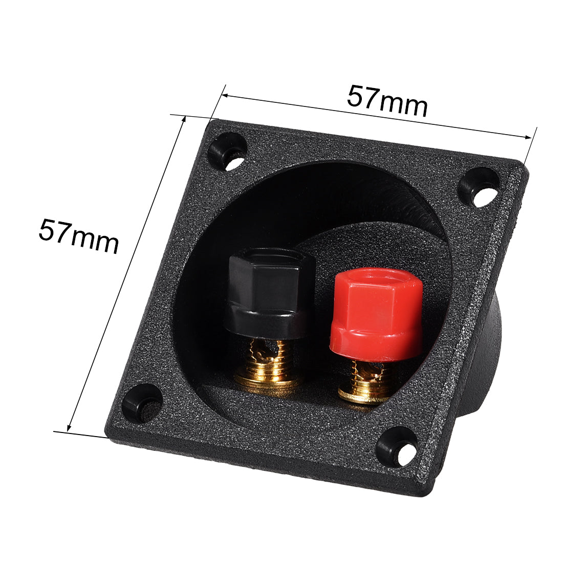 uxcell Uxcell 2-Way Square Speaker Box Terminal Binding Post Stereo Screw Cup Connectors Subwoofer Plugs Black 2pcs