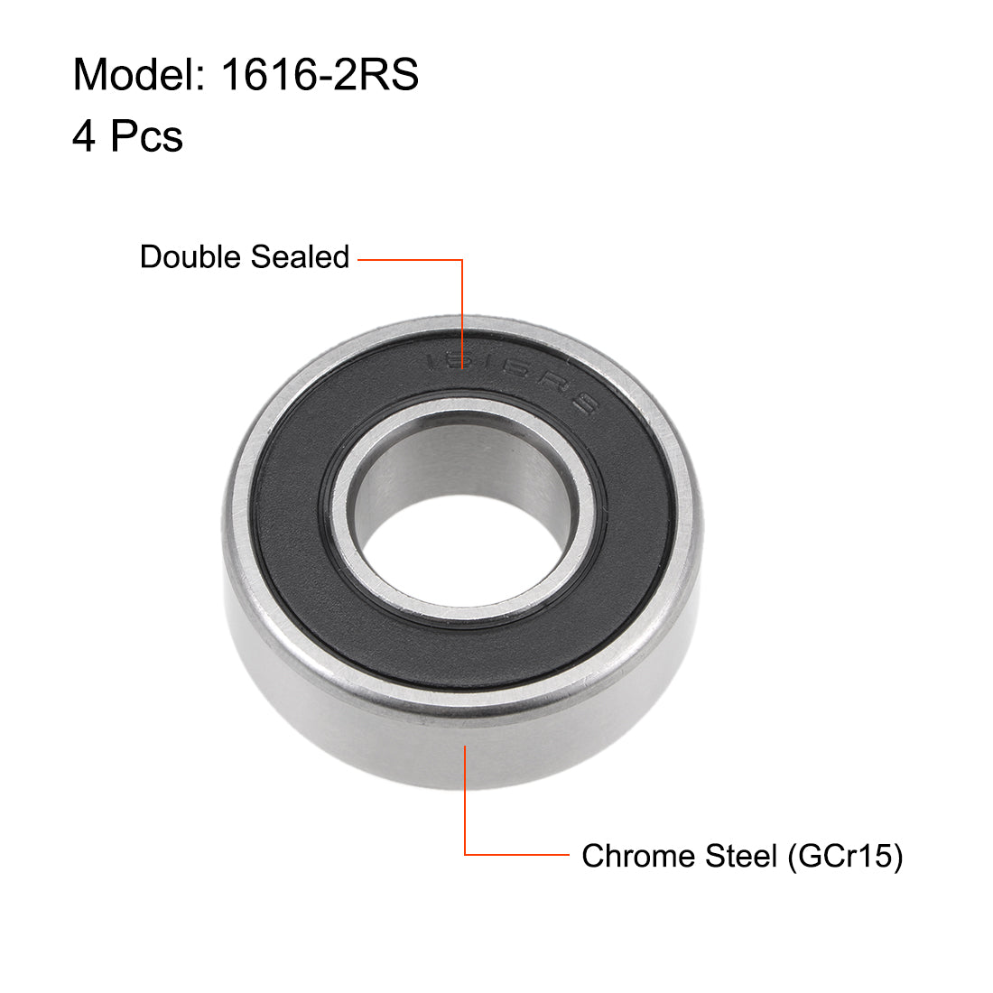 uxcell Uxcell Deep Groove Ball Bearings Double Sealed Chrome Steel ABEC1 Z2