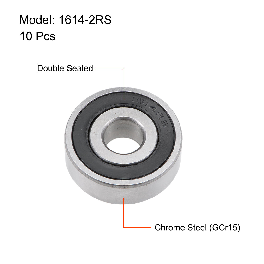 uxcell Uxcell 1614-2RS Deep Groove Ball Bearing 3/8"x1-1/8"x3/8" Sealed Z2 Lever Bearings 10pcs