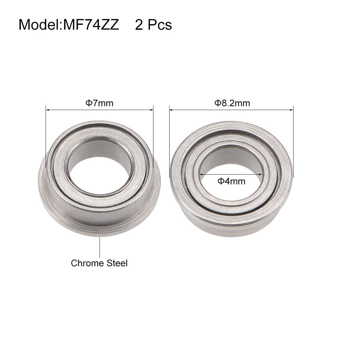 uxcell Uxcell Flanged Ball Bearing Double Shield Chrome Bearings