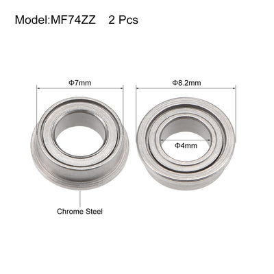 Harfington Uxcell Flanged Ball Bearing Double Shield Chrome Bearings