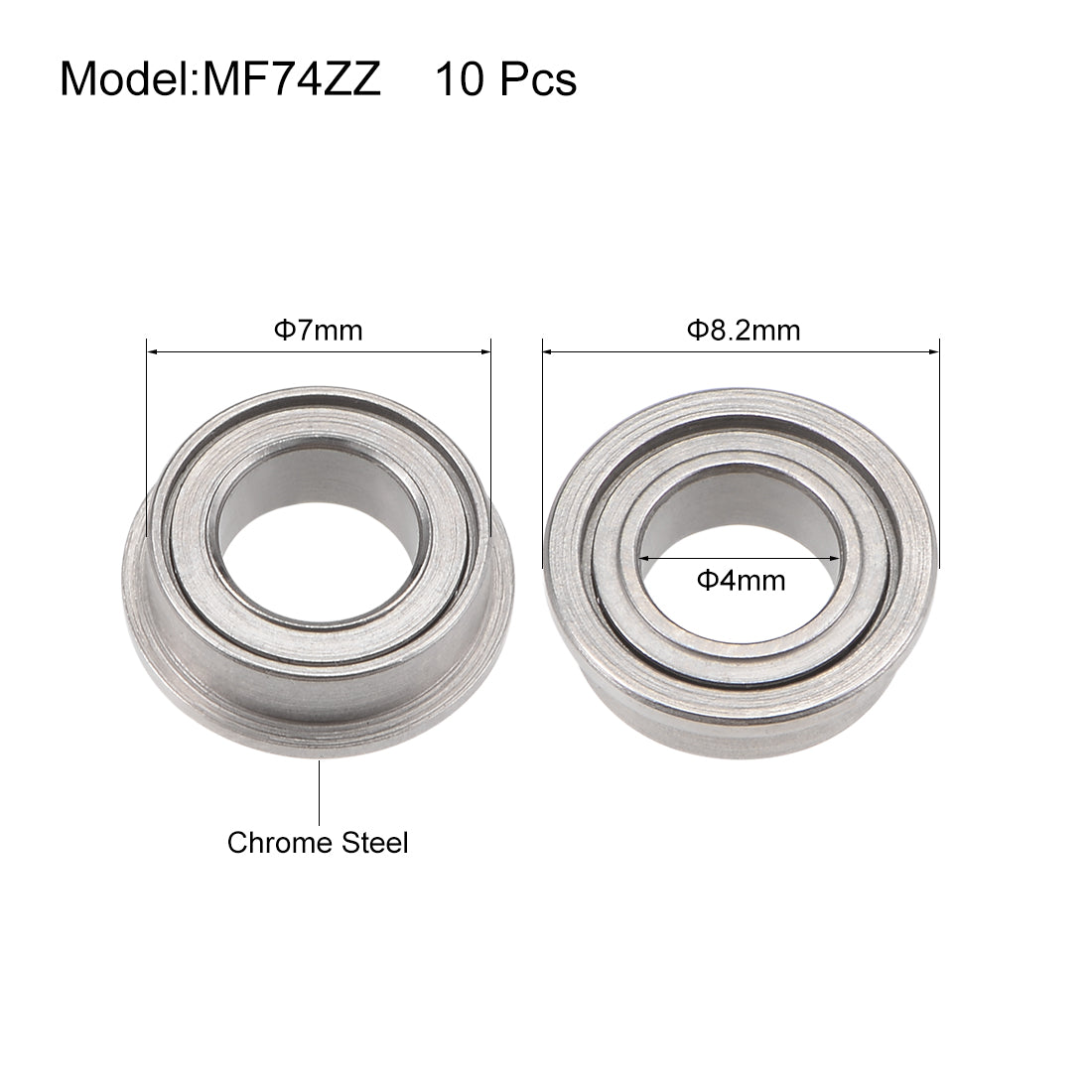 uxcell Uxcell Flanged Ball Bearing Double Shielded Chrome Bearings