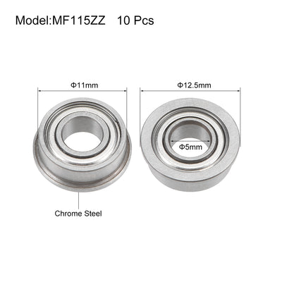 Harfington Uxcell Flanged Ball Bearing Double Shielded Chrome Bearings