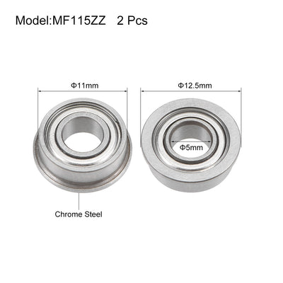 Harfington Uxcell Flanged Ball Bearing Double Shield Chrome Bearings