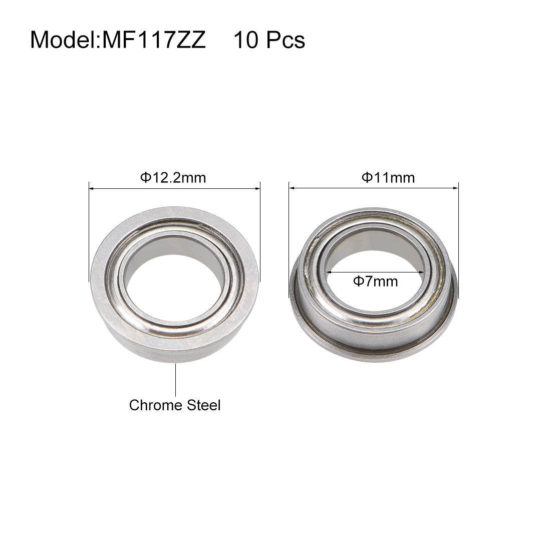 uxcell Uxcell Flanged Ball Bearing Double Shielded Chrome Bearings