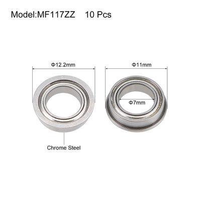 Harfington Uxcell Flanged Ball Bearing Double Shielded Chrome Bearings