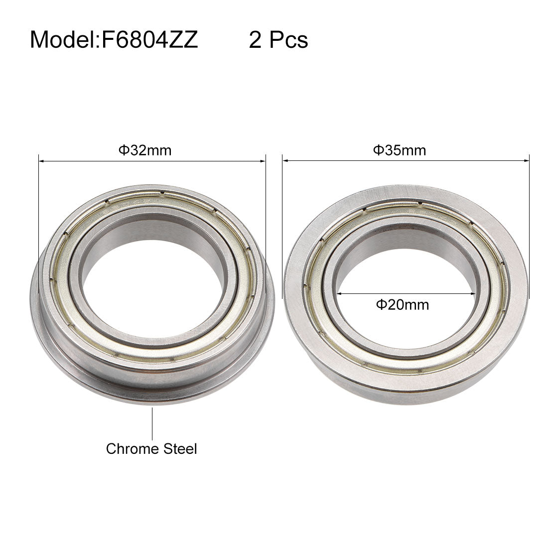 uxcell Uxcell Flange Ball Bearing Shielded Chrome Steel Bearing