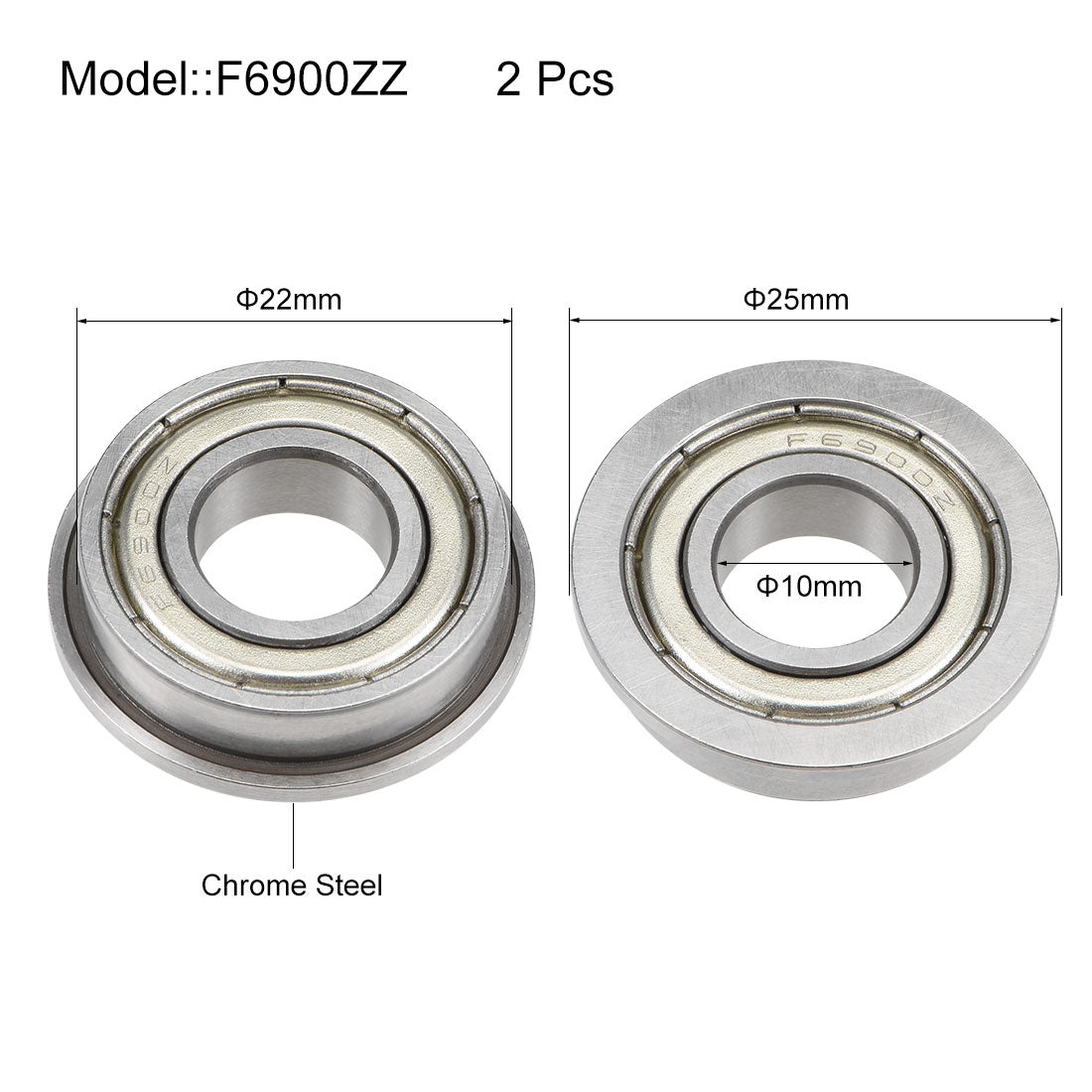 uxcell Uxcell Flange Ball Bearing Shielded Chrome Steel Bearing