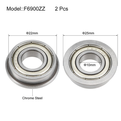 Harfington Uxcell Flange Ball Bearing Shielded Chrome Steel Bearing