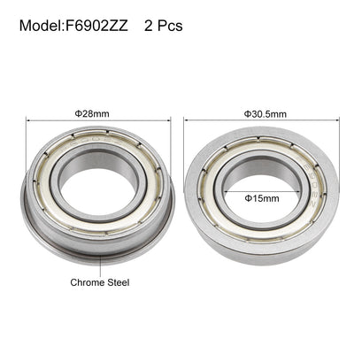 Harfington Uxcell Flange Ball Bearing Shielded Chrome Steel Bearing