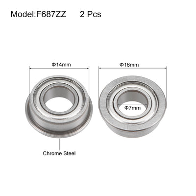 Harfington Uxcell Flanged Ball Bearings Shielded Chrome Steel Bearings