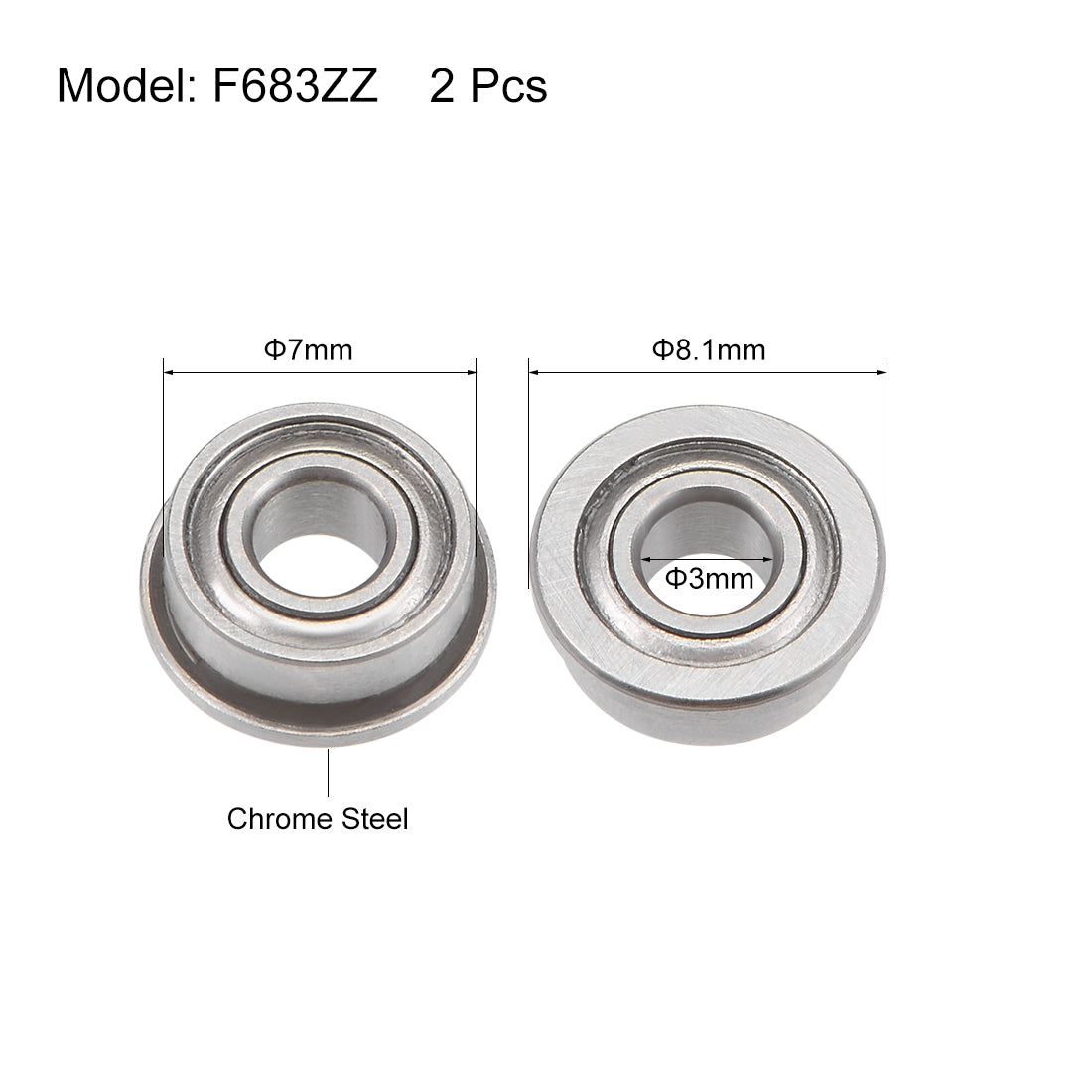 uxcell Uxcell Flanged Ball Bearings Shielded Chrome Steel Bearings