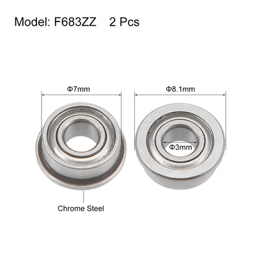 Harfington Uxcell Flanged Ball Bearings Shielded Chrome Steel Bearings