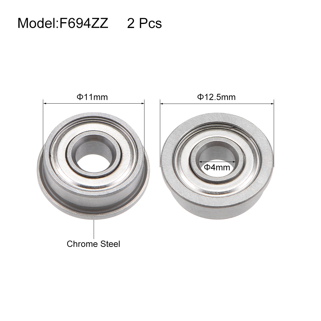 uxcell Uxcell Flanged Ball Bearings Shielded Chrome Steel Bearings