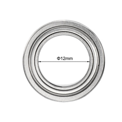 Harfington Uxcell F6701ZZ Flange Ball Bearing 12mmx18mmx4mm Double Metal Shielded (GCr15) Chrome Steel Bearings