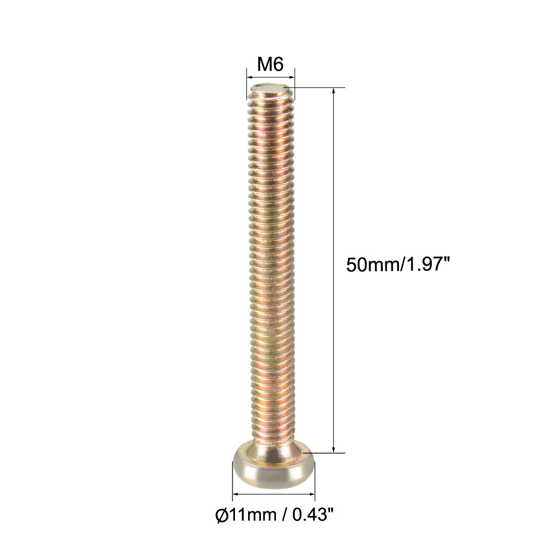 uxcell Uxcell M6x50mm Furniture Screw Hex Socket Zinc Plated Full Thread Carbon Steel 10Pcs