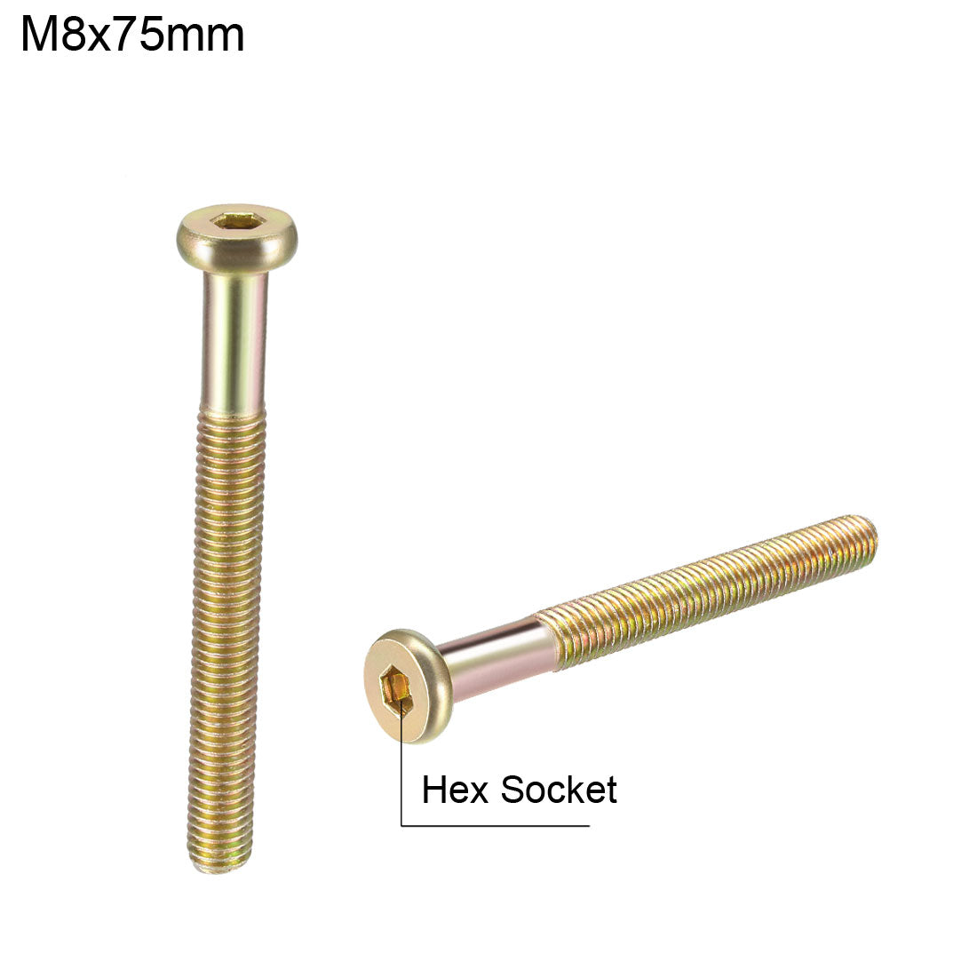 uxcell Uxcell Furniture Screw Hex Socket Plated Fasteners Thread Carbon Steel