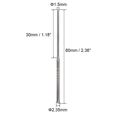 Harfington Uxcell Mini Diamond burrs Grinding Drill Bits Rotary Shank Cylindrical Ball Nose Tool