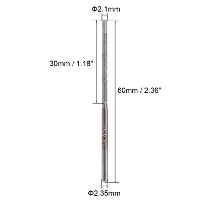 Harfington Uxcell Mini Diamond burrs Grinding Drill Bits Rotary Shank Cylindrical Ball Nose Tool