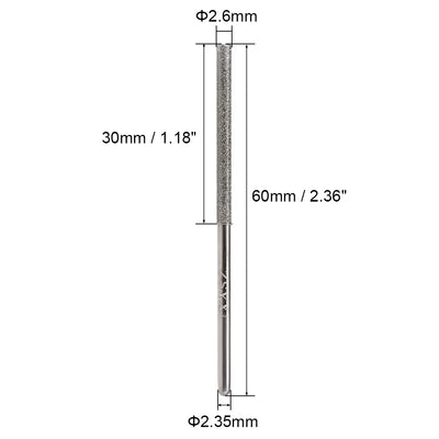 Harfington Uxcell Mini Diamond burrs Grinding Drill Bits Rotary Shank Cylindrical Ball Nose Tool