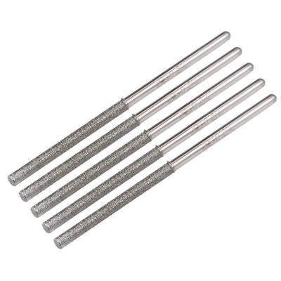 Harfington Uxcell Mini Diamond burrs Grinding Drill Bits Rotary Shank Cylindrical Ball Nose Tool