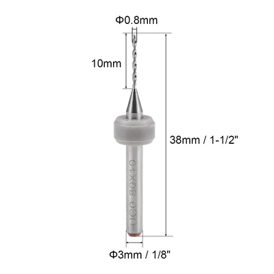 Harfington Uxcell 0.8mm Tungsten Carbide CNC Engraving Print Circuit Board PCB Drill Bits 10 Pcs