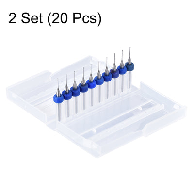 Harfington Uxcell 20Stk. 2 Set PCB Bohrer 0,5mm Hartmetall Drehwerkzeug Schmuck CNC Gravur Leiterplatte Mikro Bohrer 1/8 Zoll Schaft