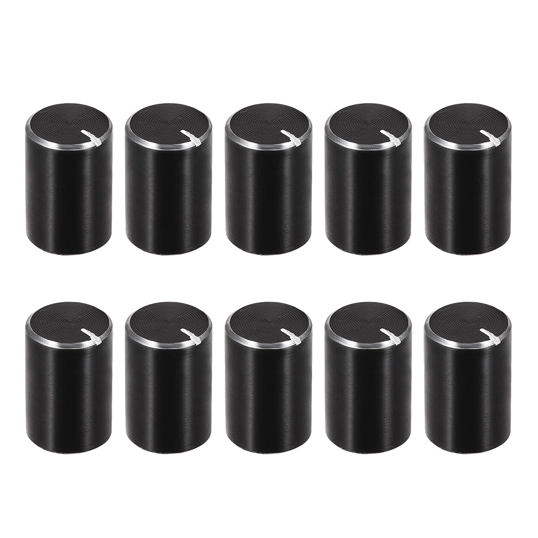 uxcell Uxcell 10pcs Potentiometer Knob Knurled Shaft Black Aluminum 6mm Shaft Dia. Rotary Knob 10mmx15mm Volume Control Knob