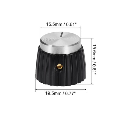 Harfington Uxcell 2pcs Potentiometer Knob  Style Amplifier Replacement Knob Black with Silver Tone Cap Volume Control Knob